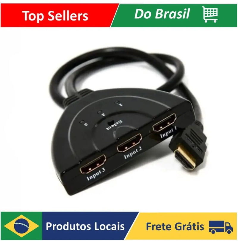 Hub Hdmi Switch 3x1 Adaptador Cabo - 3 - Entradas E 1 Saída