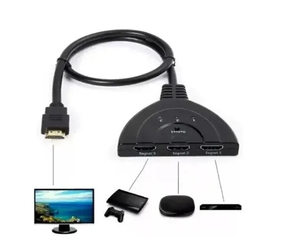 Hub Hdmi Switch 3x1 Adaptador Cabo - 3 - Entradas E 1 Saída